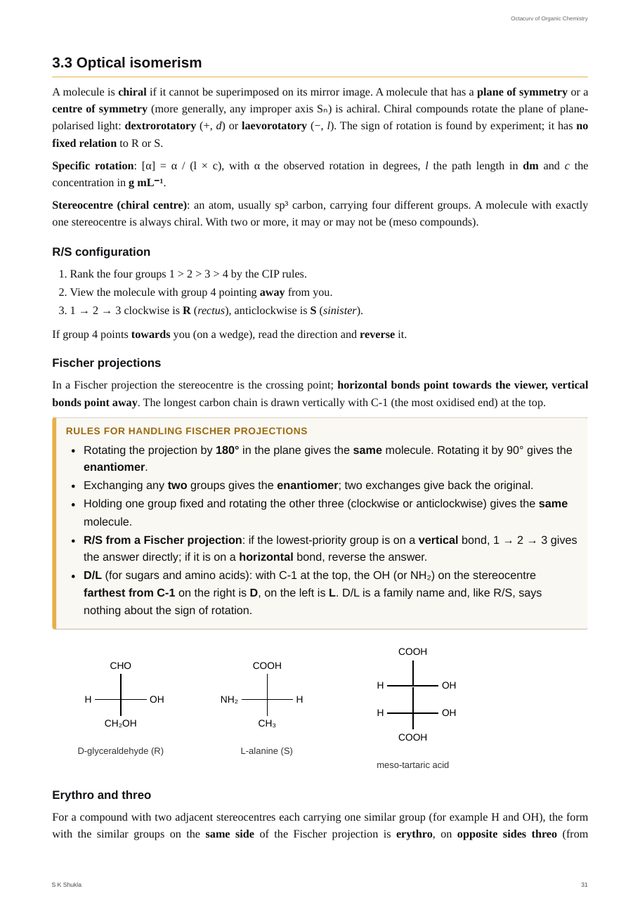 Optical isomerism and Fischer projections