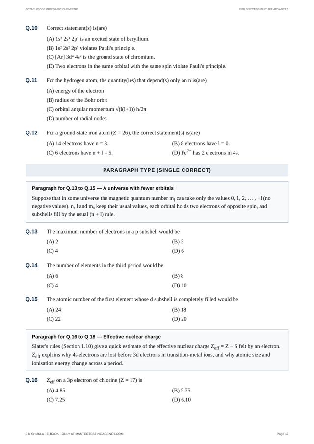 Paragraph questions