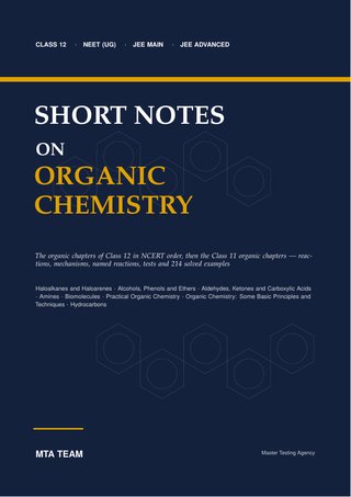 Cover of Short Notes on Organic Chemistry for NEET (UG), JEE Main and JEE Advanced